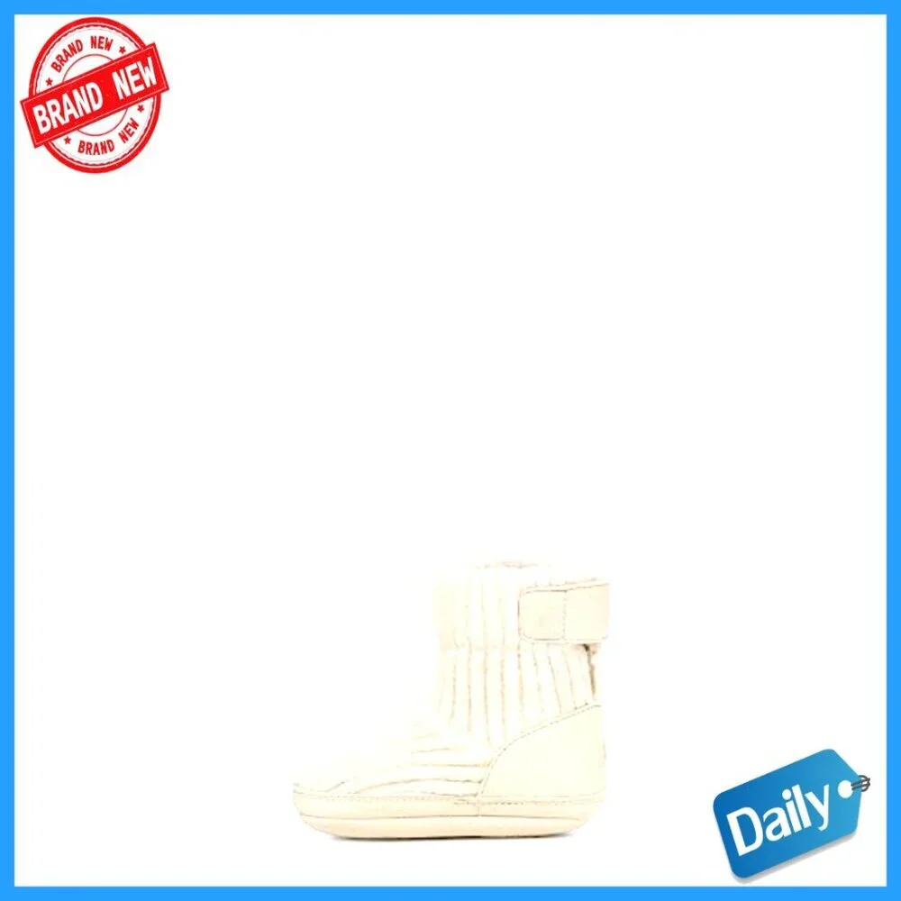 Baby Boys' Slipper Booties with Hook-and-Loop Closure, Rib Knit Upper